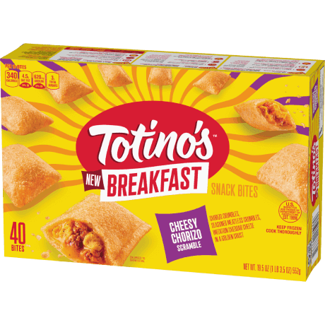 Totino's Breakfast Snack Bites, Cheesy Chorizo Scramble, 552g, front of pack