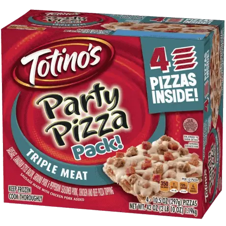 Totino's Triple Meat Party Pizza Multi-Pack of 4, front of package